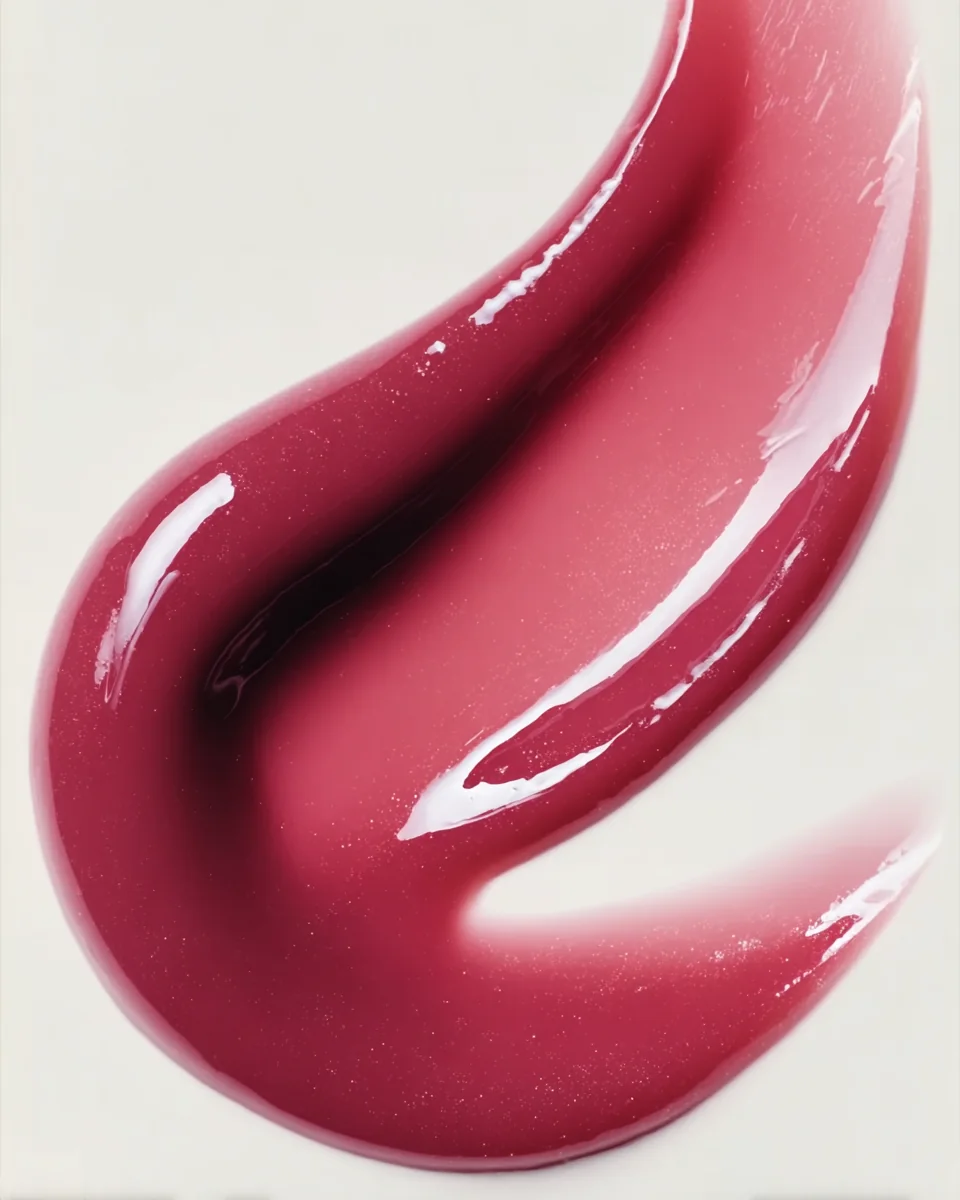 AI-generated swatch of pink lip gloss