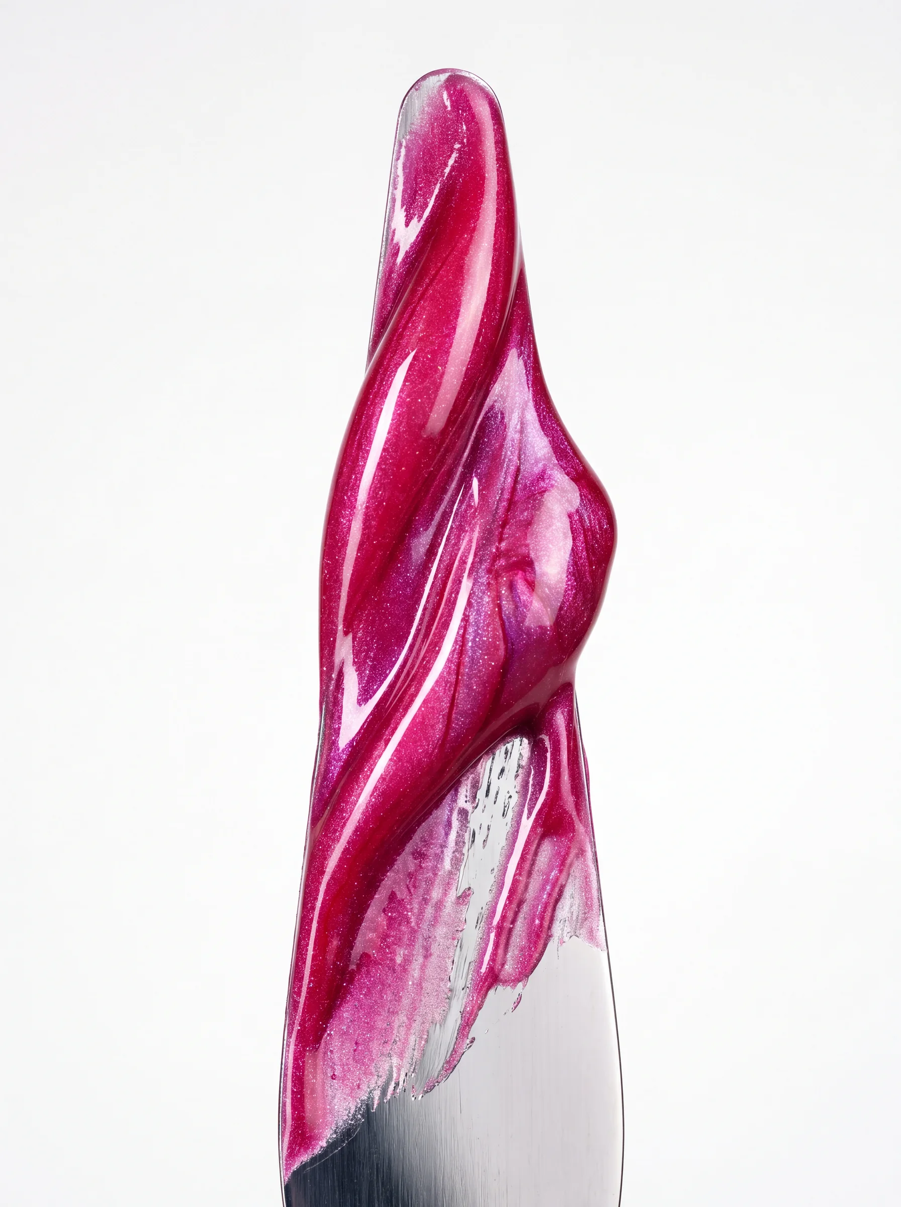 AI-generated sculpture of twisted pink and purple colour