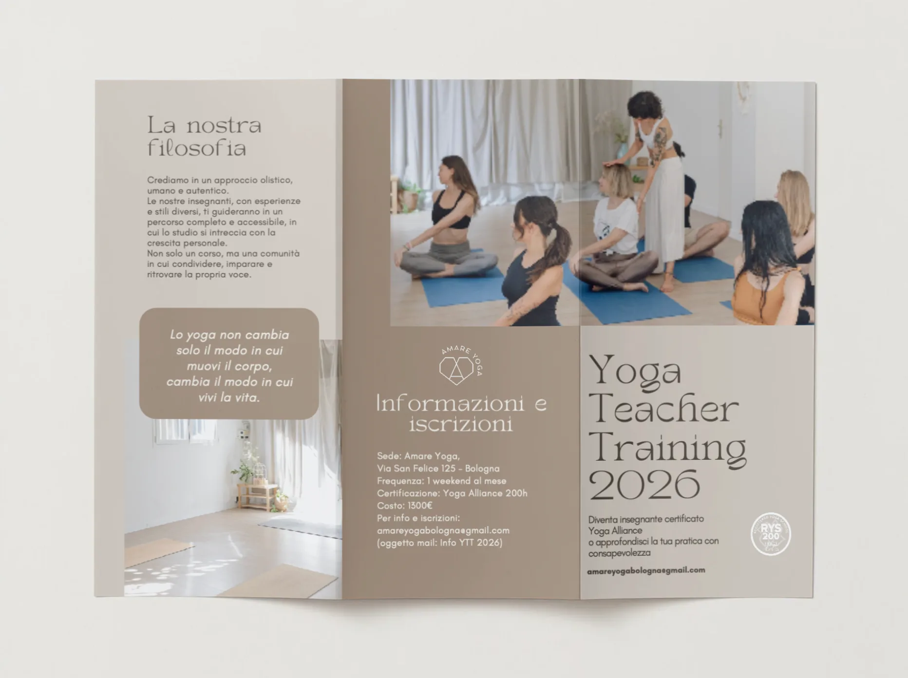 Yoga Teacher Training folded leaflet, view 1